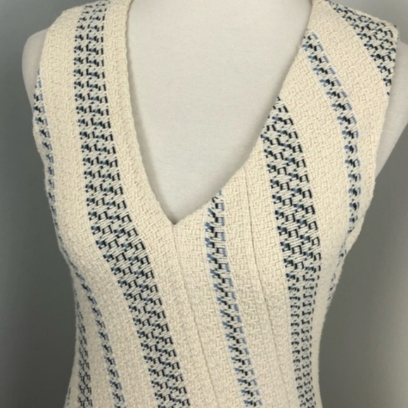 TORY BURCH STACEY STRIPE TWEED A-LINE DRESS CELESTE/VERDE CROSSHATCH $425 - Picture 15 of 16